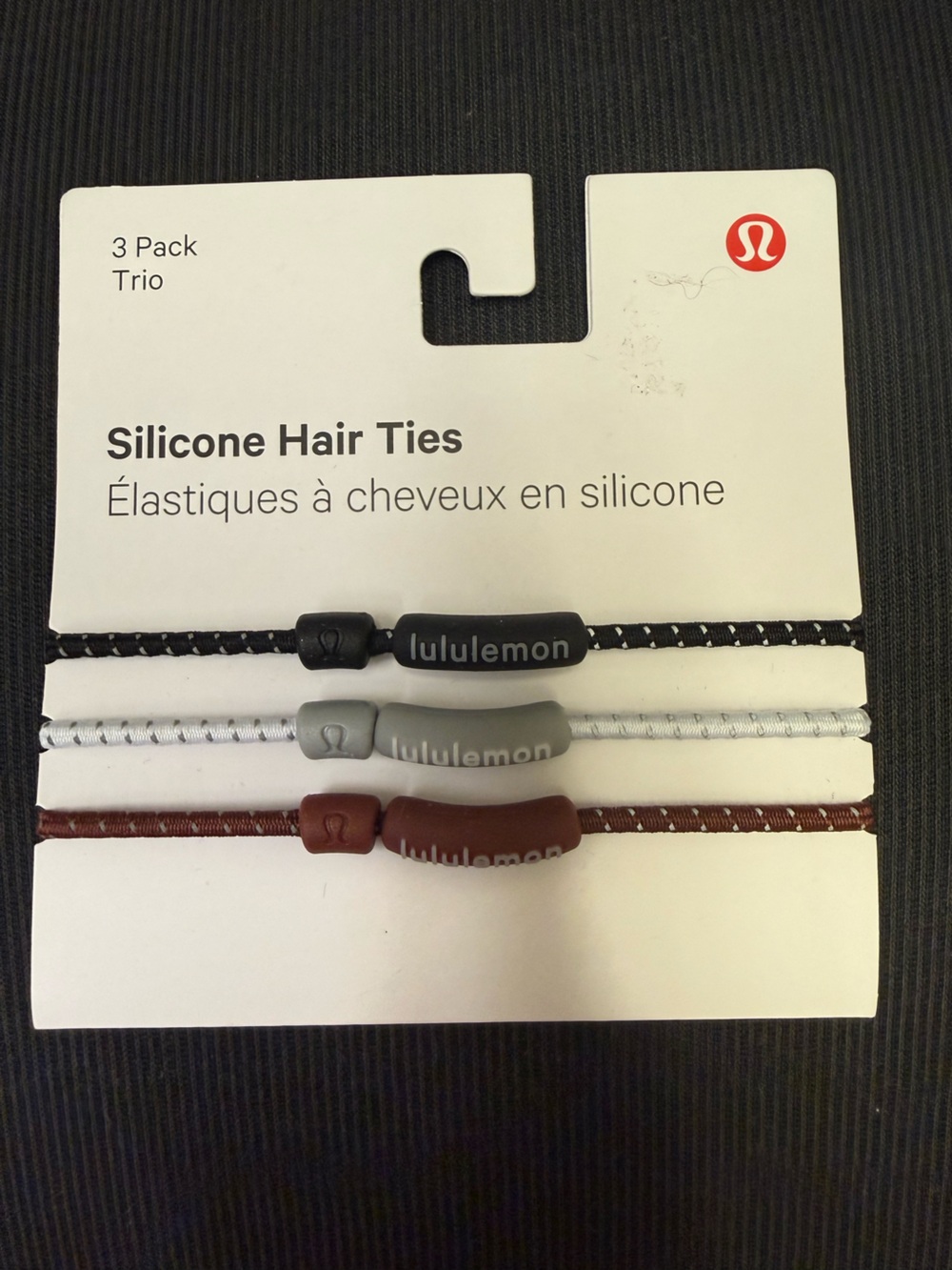 lululemon athletica Silicone Hair Ties Trio - Black, Gray, Brown